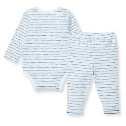 Burt's Bees Baby Burt's Bees Organic Baby Bodysuit Set Blue Slub Stripe Clearance