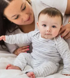 Burt's Bees Baby Burt's Bees Organic Baby Bodysuit Set Blue Slub Stripe Clearance