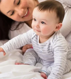 Burt's Bees Baby Burt's Bees Organic Baby Bodysuit Set Blue Slub Stripe Clearance