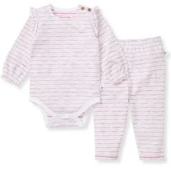 Burt's Bees Baby Burt's Bees Organic Baby Bodysuit Set Pink Slub Stripe Hot