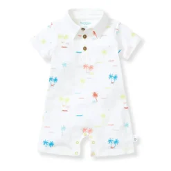 Burt's Bees Baby Burt's Bees Organic Baby Beach Shack Polo Romper Hot