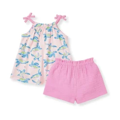 Burt's Bees Baby Burt's Bees Organic Baby Colorful Sea Turtles Top & Muslin Short Set Outlet