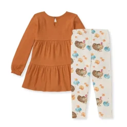 Burt's Bees Baby Burt's Bees Organic Baby Girl Turkey Time Shirt and Pant Set New