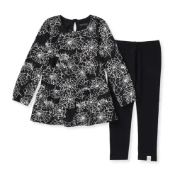 Burt's Bees Baby Burt's Bees Organic Baby Girl Spiderwebs Shirt and Pant Set New