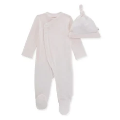 Burt's Bees Baby Burt's Bees Organic Baby Micro Stripe Jumpsuit & Knot Top Hat Set Dawn Discount