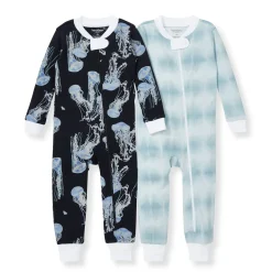 Burt's Bees Baby Burt's Bees Organic One-Piece Snug Fit Sleeper 2-Pack: I'm Jelly & Printed Tie Dye Hot