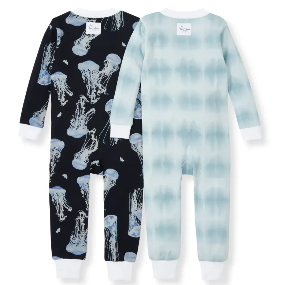 Burt's Bees Baby Burt's Bees Organic One-Piece Snug Fit Sleeper 2-Pack: I'm Jelly & Printed Tie Dye Hot