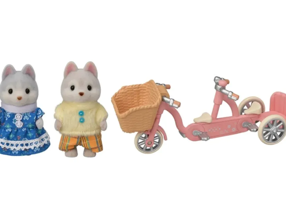 Epoch Calico Critters Tandem Cycling Set - Husky Sister & Brother Best