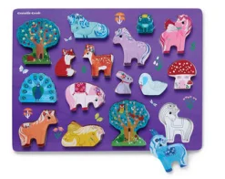 Crocodile Creek Let's Play 16 Piece Chunky Wooden Puzzle - Unicorn Garden Sale