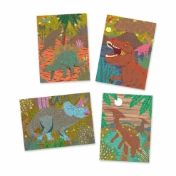 Djeco Metallic Scratch Card Activity Set: When Dinosaurs Reigned Fashion