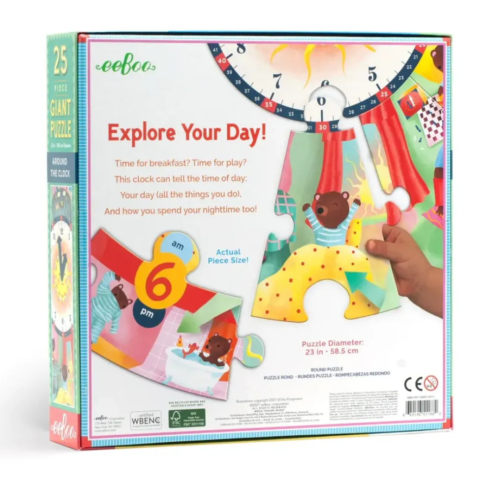 eeBoo 25 Piece Giant Puzzle Around the Clock Discount