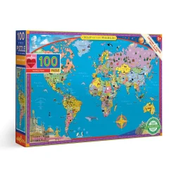 eeBoo 100 Piece Puzzle World Map Sale