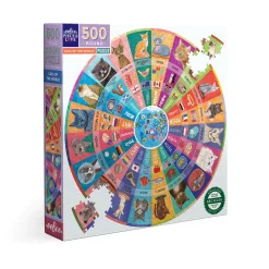 eeBoo 500 Piece Round Puzzle Cats of the World New