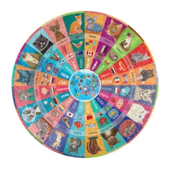 eeBoo 500 Piece Round Puzzle Cats of the World New