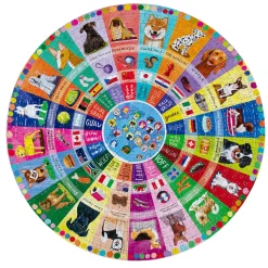 eeBoo 500 Piece Round Puzzle Dogs of the World Fashion