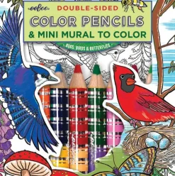 eeBoo Birds & Butterflies Biggie Pencils with Fold-Out Mini Mural Clearance