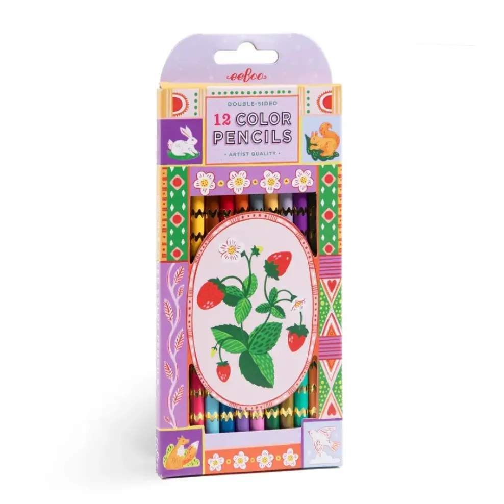 eeBoo Double-Sided Color Pencils 12 Piece Strawberries Hot