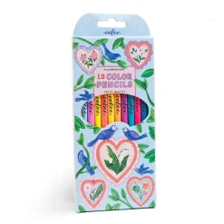 eeBoo Fluorscent Color Pencils 12 Hearts & Birds Fashion