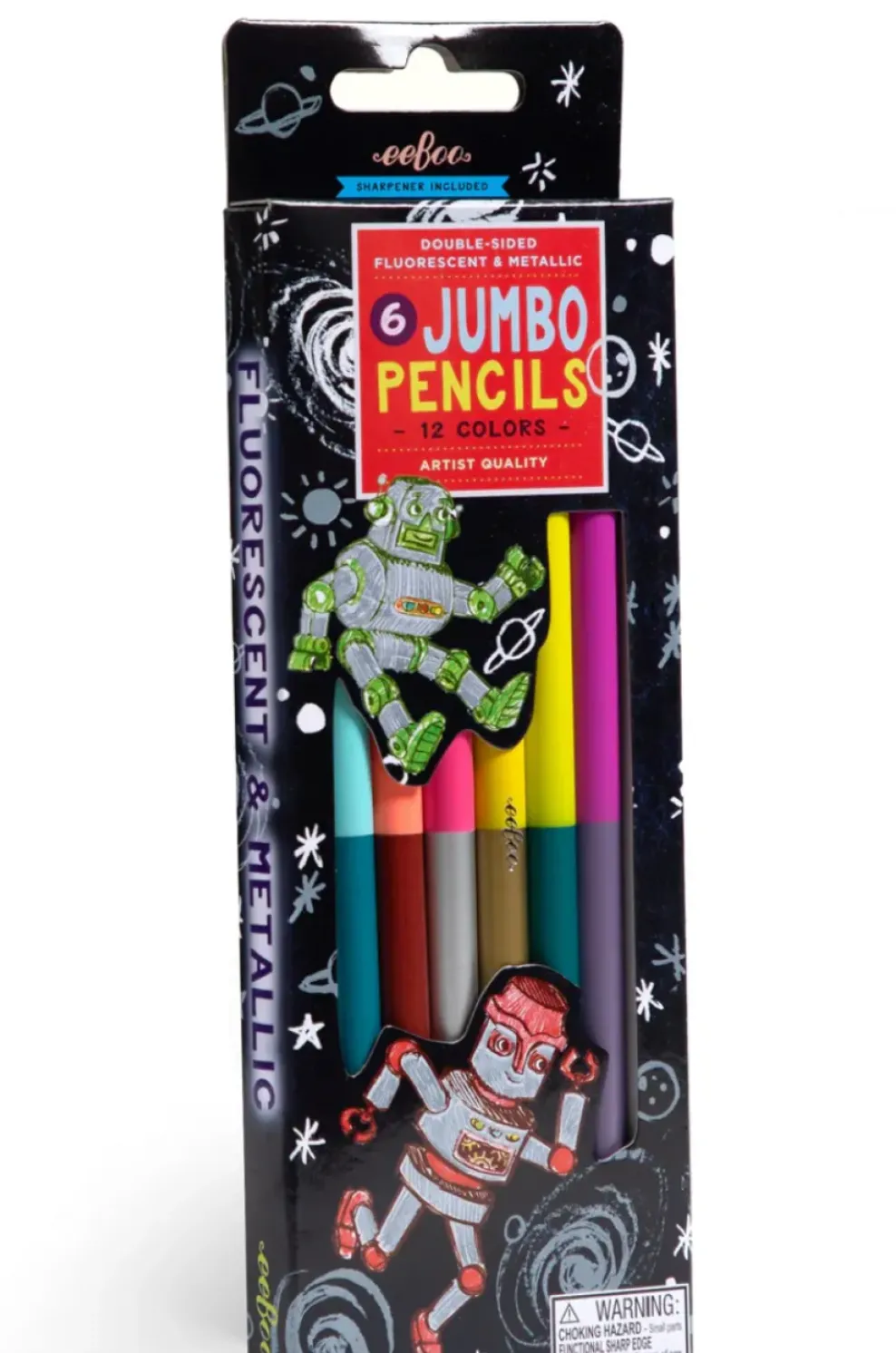 eeBoo Jumbo Double-Sided Color Pencils Silver Robot Hot