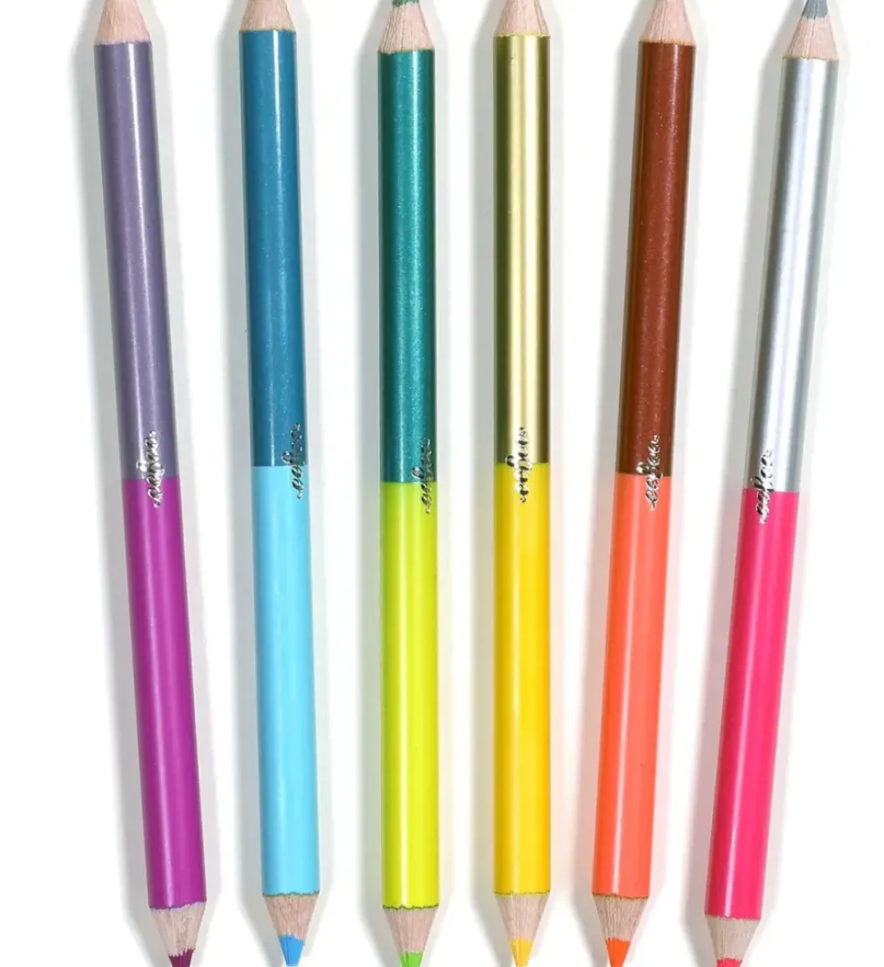 eeBoo Jumbo Double-Sided Color Pencils Silver Robot Hot