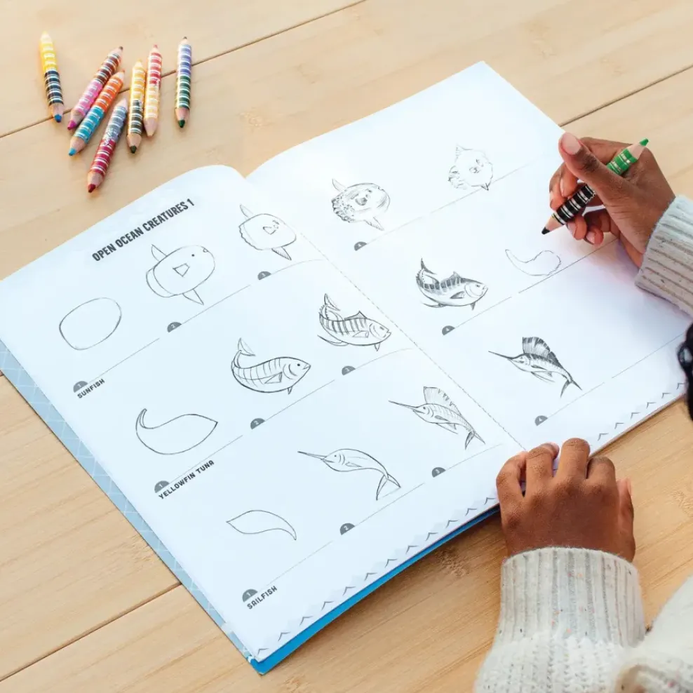 eeBoo Learn to Draw Under the Sea with Stickers Outlet