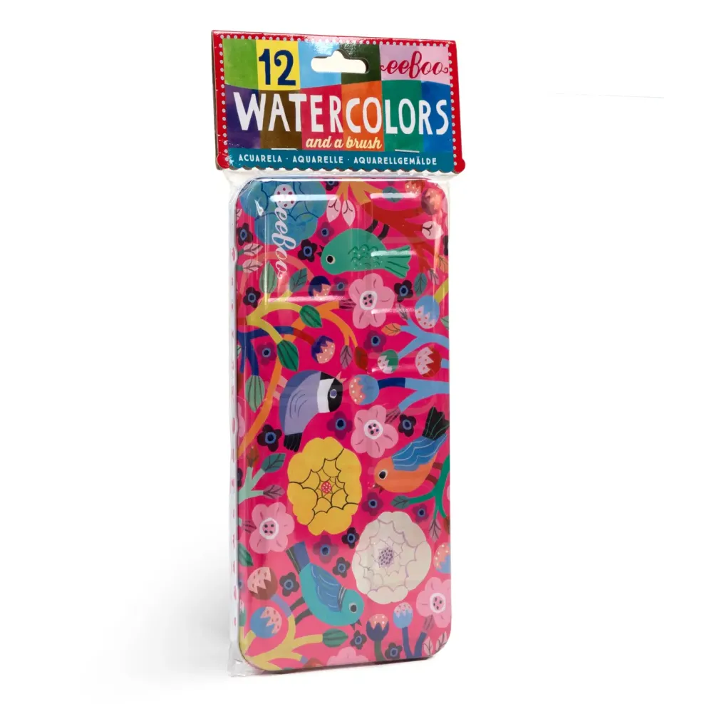 eeBoo Watercolors: Birds in Fuchsia Hot