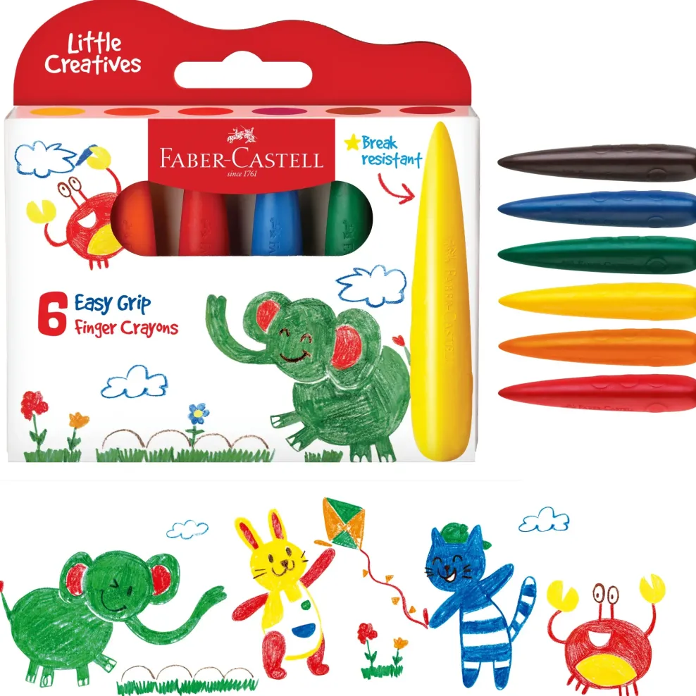 Faber-Castell Little Creatives 6 Easy Grip Finger Crayons Sale