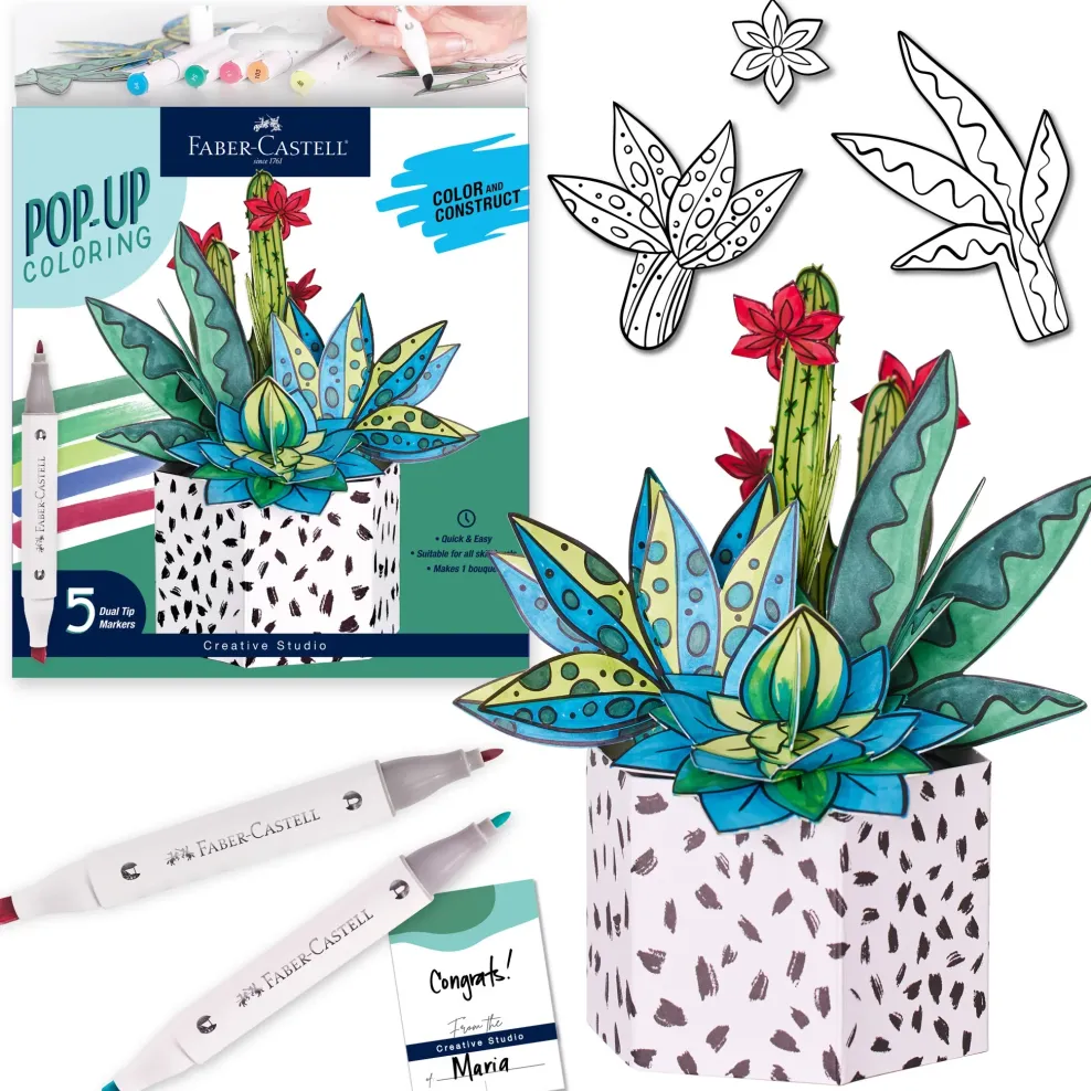 Faber-Castell Pop Up Coloring Bouquet - Succulents Online
