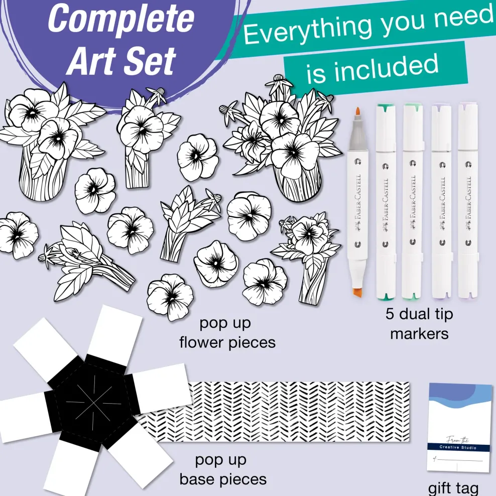 Faber-Castell Pop Up Coloring Bouquet - Pansies New