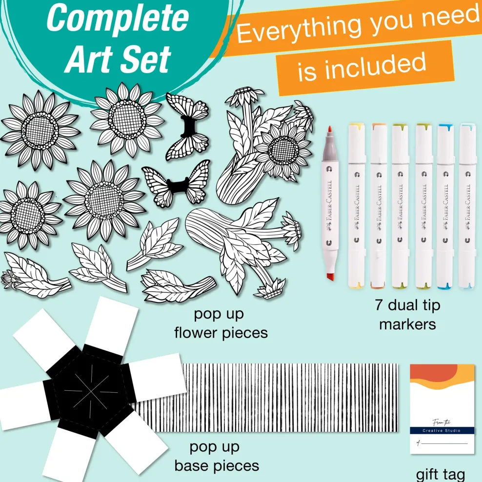 Faber-Castell Pop Up Coloring Bouquet - Sunflowers & Butterflies Sale