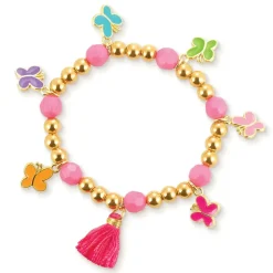 Girl Nation Butterfly Kaleidoscope Beaded Bracelet with Pink Tassel Best