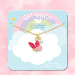 Girl Nation Sweet Petite Necklace Glitter Butterfly Dreams Outlet