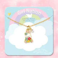 Girl Nation Sweet Petite Necklace Easter Bunny and Blooms Best