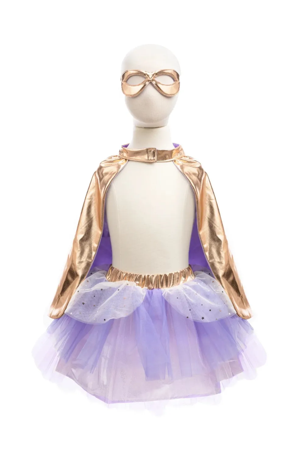 Creative Education of Canada Inc Great Pretenders Super Duper Tutu Cape & Mask, Metallic Rose Gold & Lilac Size 4/6 New