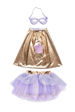 Creative Education of Canada Inc Great Pretenders Super Duper Tutu Cape & Mask, Metallic Rose Gold & Lilac Size 4/6 New