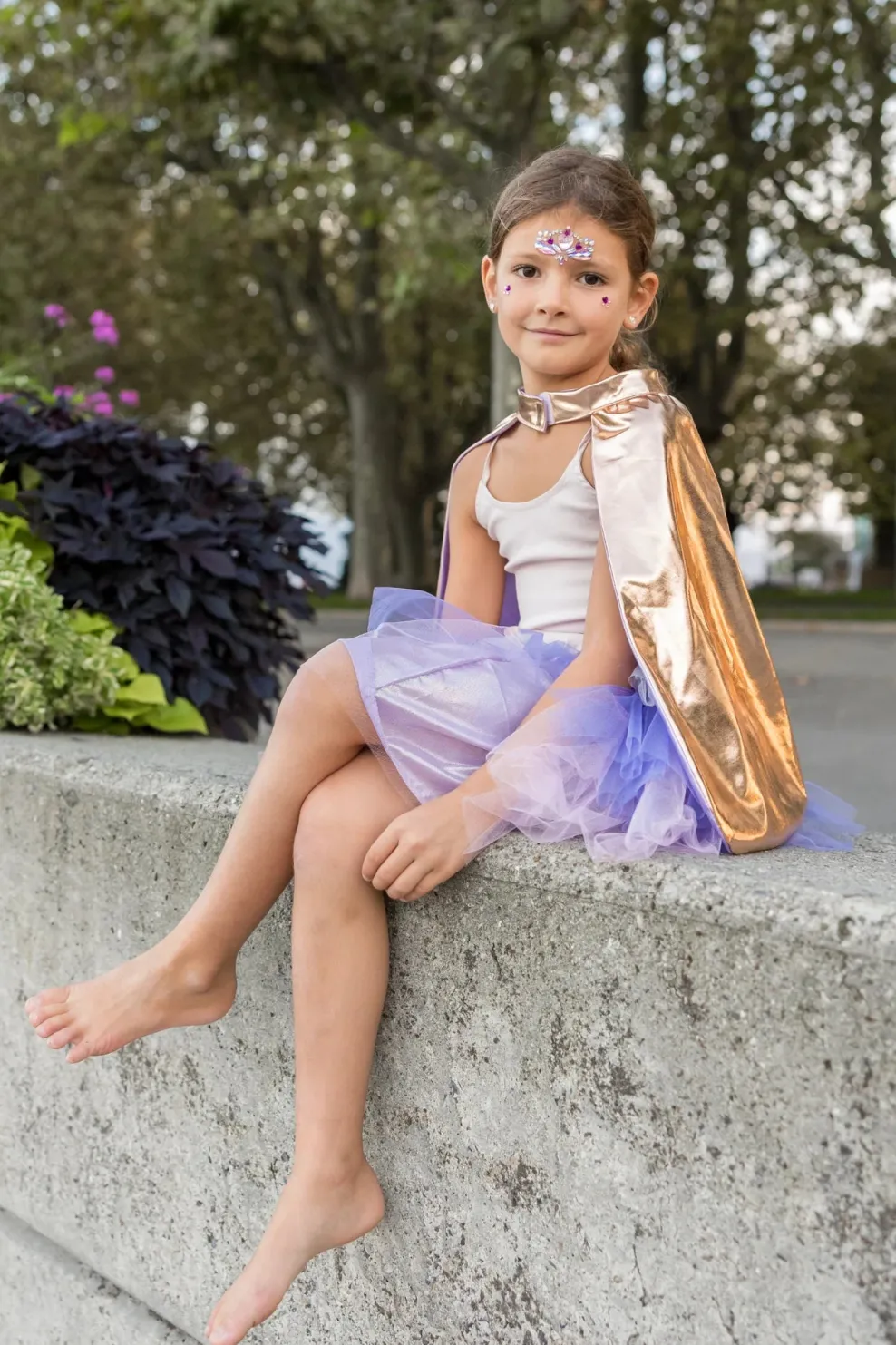 Creative Education of Canada Inc Great Pretenders Super Duper Tutu Cape & Mask, Metallic Rose Gold & Lilac Size 4/6 New