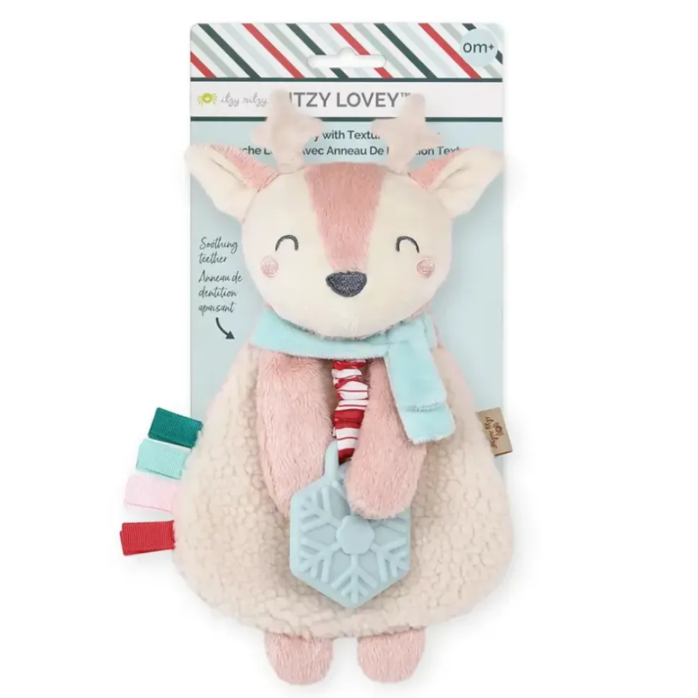 Itzy Ritzy Itzy Lovey™ Holiday Pink Reindeer Plush + Teether Toy Clearance