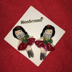 lilies & roses Hair Clips Red Christmas Girls Discount