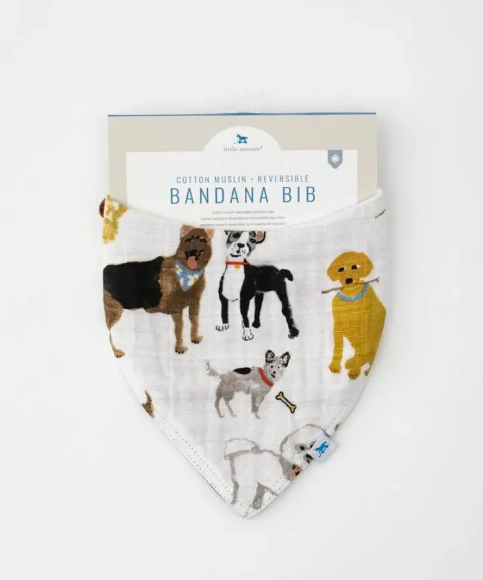 Little Unicorn Cotton Muslin Reversible Bandana Bib Woof/Red Plaid Best