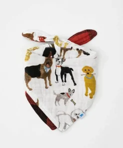 Little Unicorn Cotton Muslin Reversible Bandana Bib Woof/Red Plaid Best