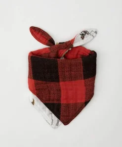 Little Unicorn Cotton Muslin Reversible Bandana Bib Woof/Red Plaid Best