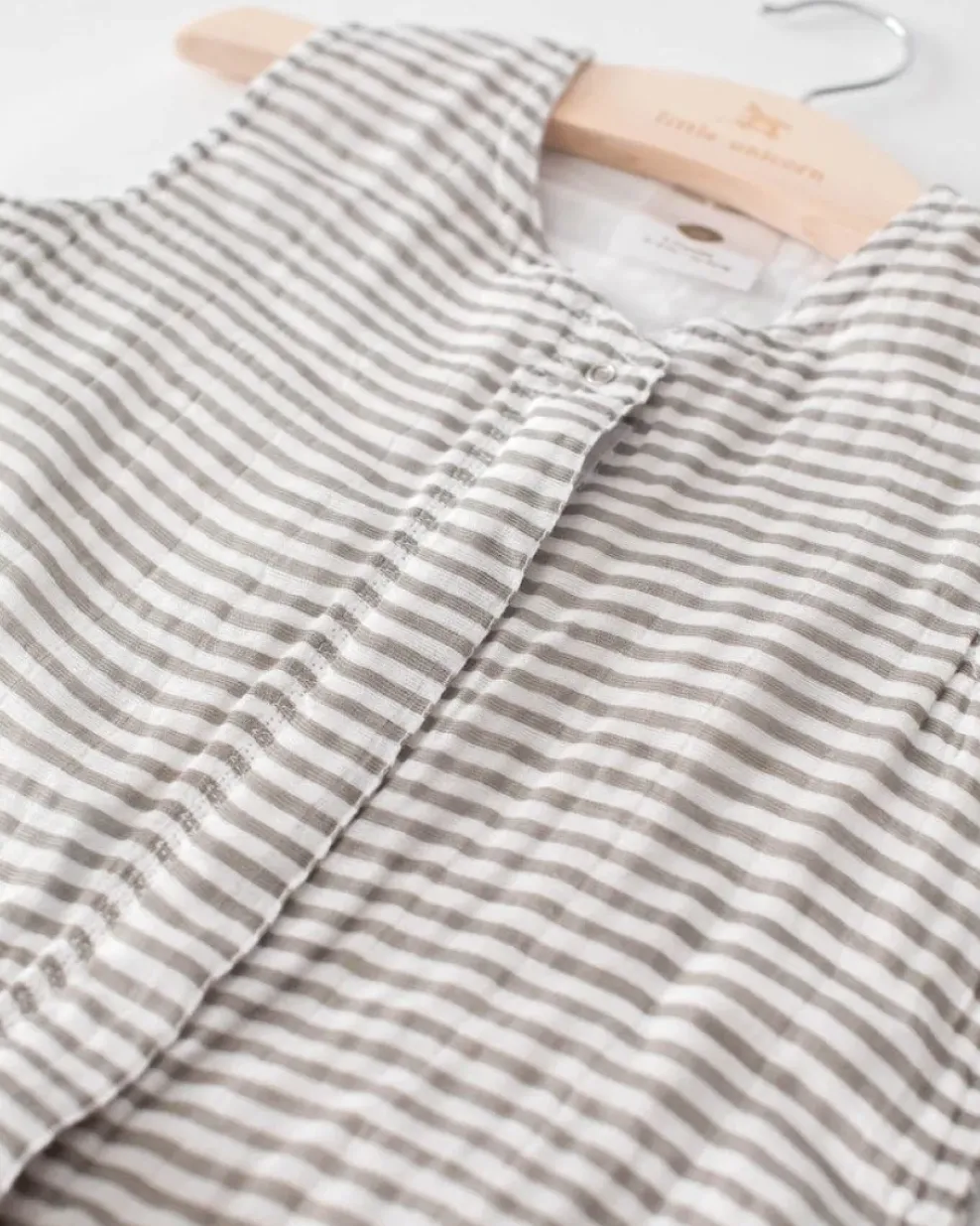 Little Unicorn Cotton Muslin Sleep Bag Grey Stripe Outlet