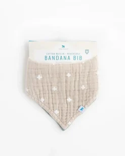 Little Unicorn Cotton Muslin Reversible Bandana Bib Taupe Cross Hot