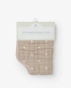 Little Unicorn Cotton Muslin Burp Cloth Taupe Cross New