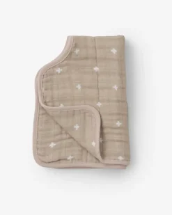 Little Unicorn Cotton Muslin Burp Cloth Taupe Cross New