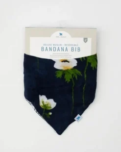 Little Unicorn Deluxe Muslin Reversible Bandana Bib White Anemone Outlet