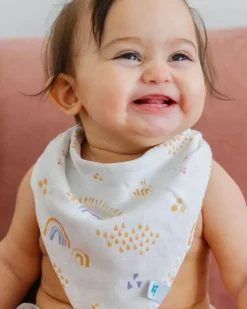 Little Unicorn Deluxe Muslin Reversible Bandana Bib Rainbow Raindrop Fashion