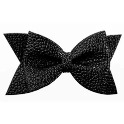 No Slippy Hair Clippy Leather Bow Black Discount