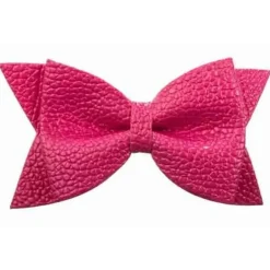 No Slippy Hair Clippy Leather Bow Shocking Pink Fashion