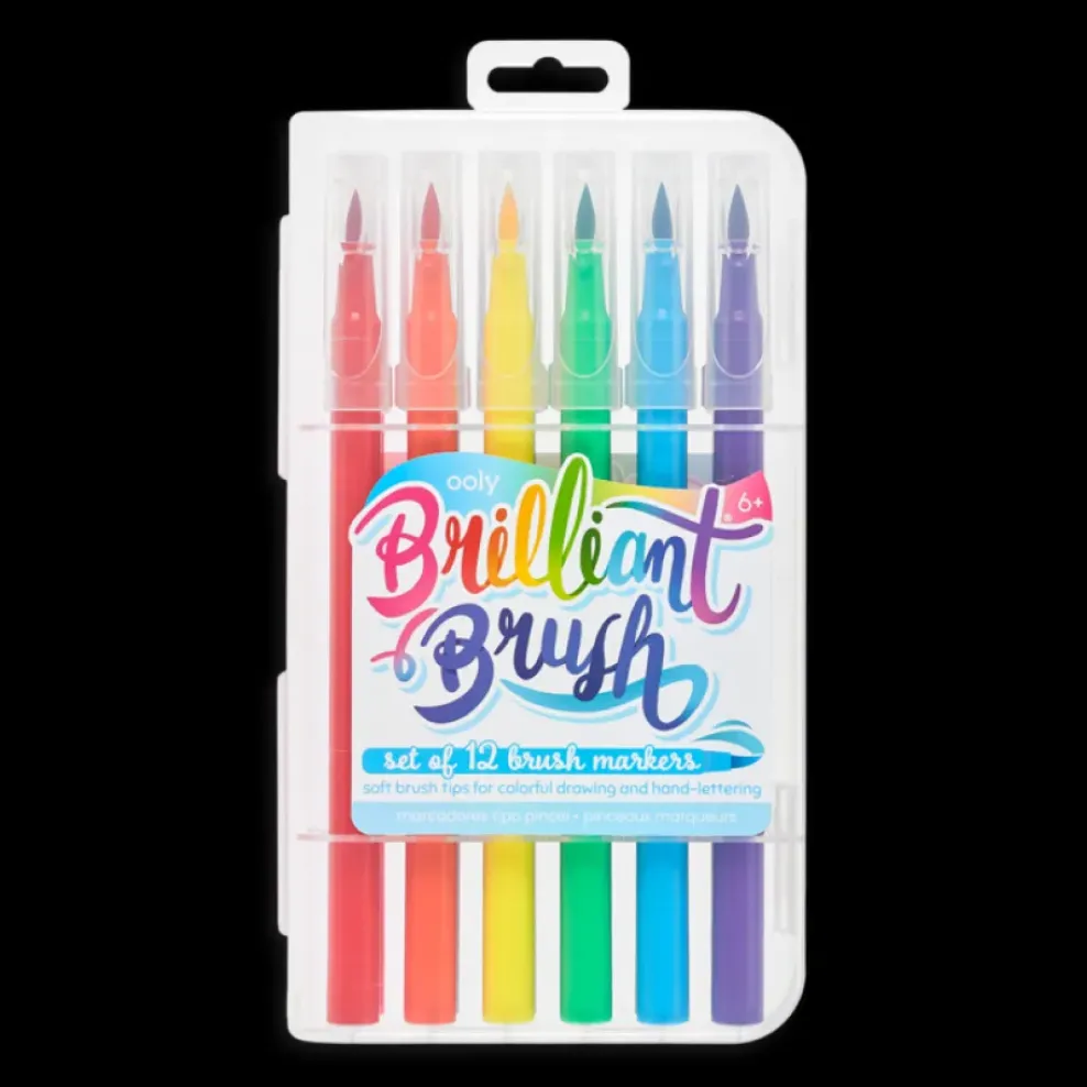 Ooly Brilliant Brush Markers - Set of 12 Hot